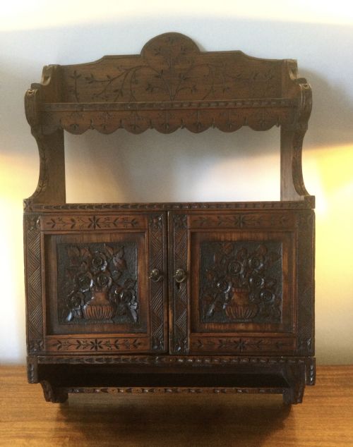 Arts and Crafts Victorian Pine Wall Shelves Cupboard  C1870