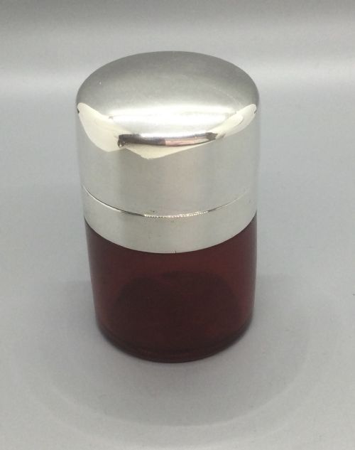 VICTORIAN SILVER CRANBERRY GLASS SCENT PERFUME BOTTLE BIRMINGHAM 1892 - ADDITIONAL PHOTO 1