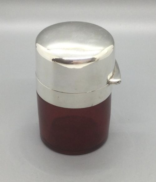 VICTORIAN SILVER CRANBERRY GLASS SCENT PERFUME BOTTLE BIRMINGHAM 1892 - ADDITIONAL PHOTO 2