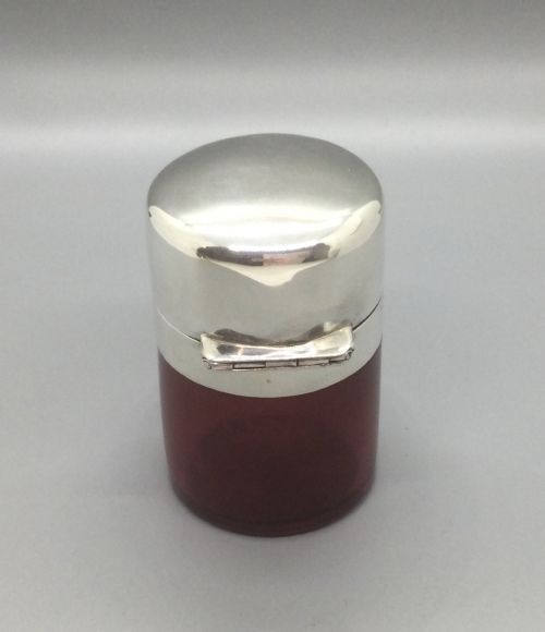 VICTORIAN SILVER CRANBERRY GLASS SCENT PERFUME BOTTLE BIRMINGHAM 1892 - ADDITIONAL PHOTO 3