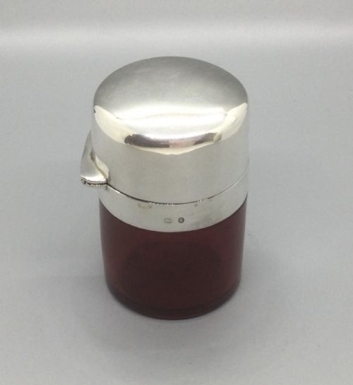 VICTORIAN SILVER CRANBERRY GLASS SCENT PERFUME BOTTLE BIRMINGHAM 1892 - ADDITIONAL PHOTO 4