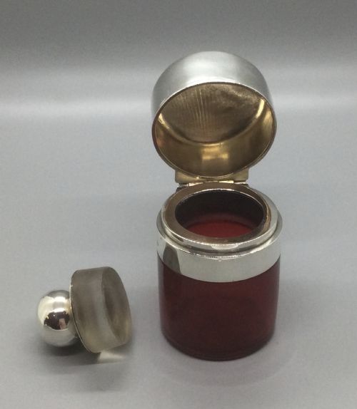 VICTORIAN SILVER CRANBERRY GLASS SCENT PERFUME BOTTLE BIRMINGHAM 1892 - ADDITIONAL PHOTO 7