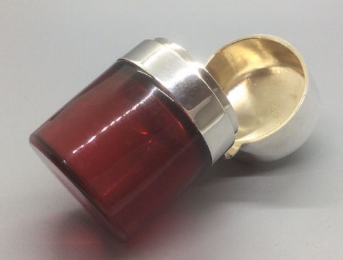 VICTORIAN SILVER CRANBERRY GLASS SCENT PERFUME BOTTLE BIRMINGHAM 1892 - ADDITIONAL PHOTO 9