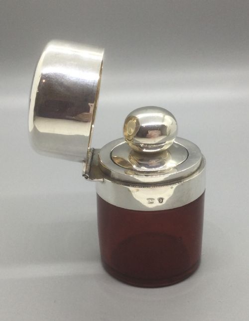 VICTORIAN SILVER CRANBERRY GLASS SCENT PERFUME BOTTLE BIRMINGHAM 1892 - ADDITIONAL PHOTO 12
