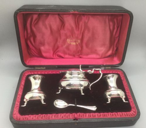 Edwardian Silver Cruet Set Sheffield 1907