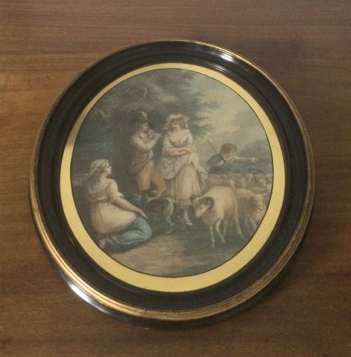 Late 18thc Stipple Engraving Evening C1790