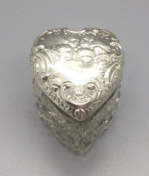 Victorian Silver Mounted Heart Shape Box Birmingham 1898