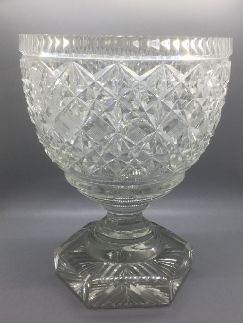 Large Edwardian Cut Lead Crystal Bowl C1900