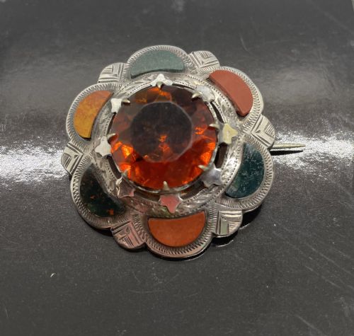 Victorian Scottish Silver Cairngorm Brooch C1880