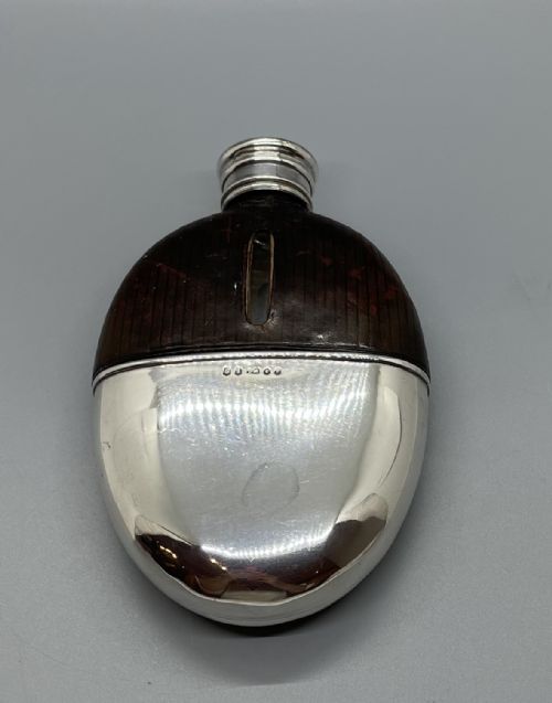 VICTORIAN SILVER MOUNTED SPIRIT HIP FLASK GLASGOW 1873 - ADDITIONAL PHOTO 1
