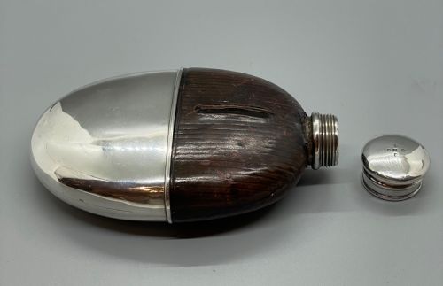 VICTORIAN SILVER MOUNTED SPIRIT HIP FLASK GLASGOW 1873 - ADDITIONAL PHOTO 9
