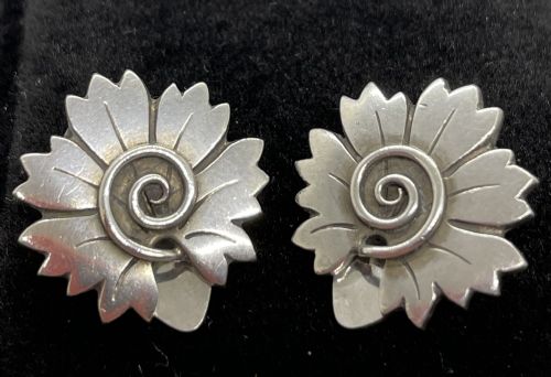 Georg Jensen Silver Earclips Arno Malinowski  C1960