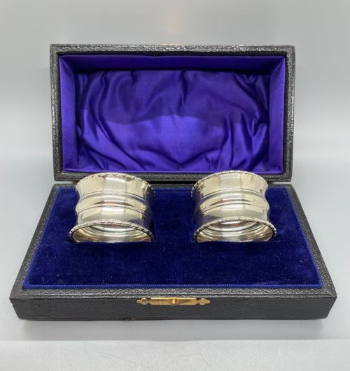 Geo V Pair Silver Napkin Rings Birmingham 1912 Martin Hall