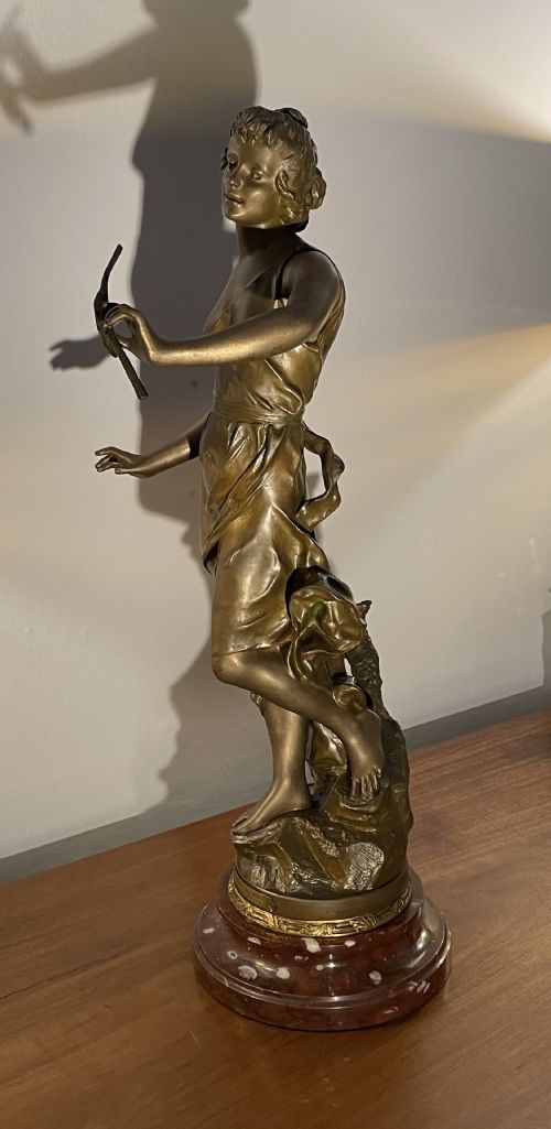 LATE 19THC FRENCH SPELTER SCULPTURE BY JULIEN CAUSSE 18691914 - ADDITIONAL PHOTO 3