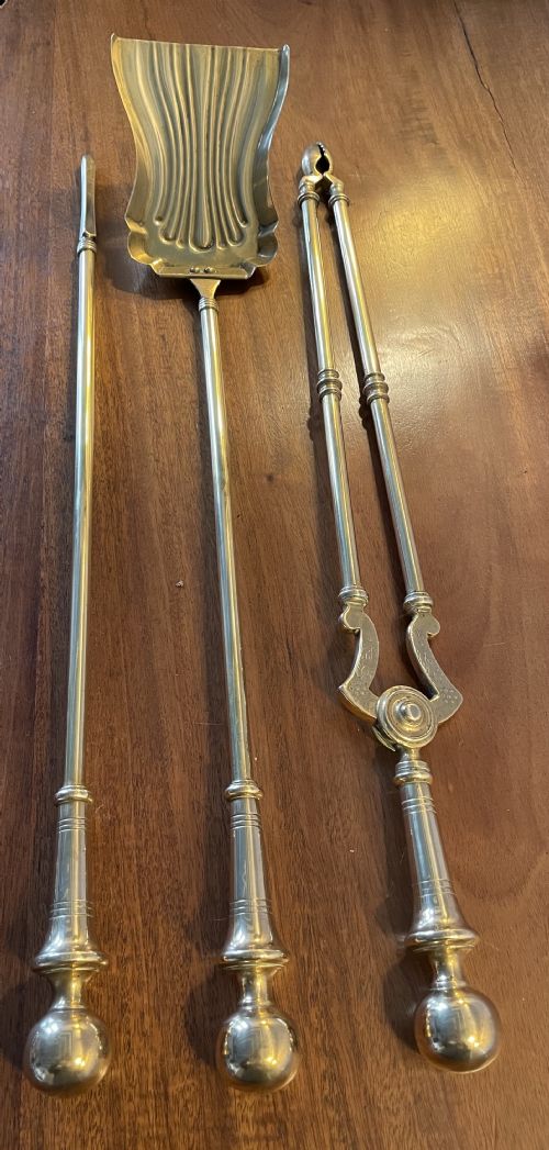 Victorian Set Brass Fireirons C1860