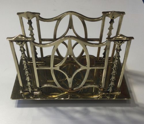 Edwardian Quality Brass Letter Desk Rack C1900