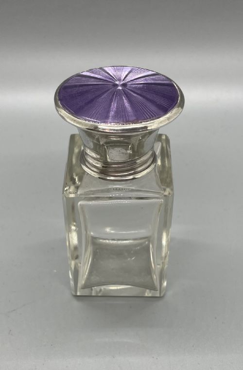 Deco Era Silver Enamel Scent Bottle Birmingham 1929