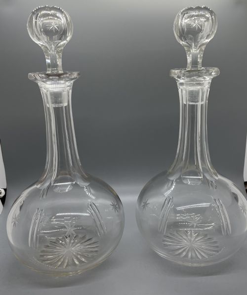 QUALITY VICTORIAN PAIR CRYSTAL DECANTERS C1870 - ADDITIONAL PHOTO 1