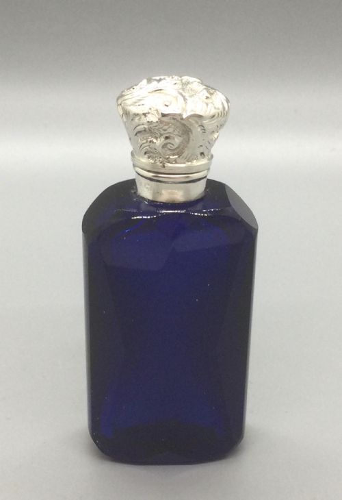 Edwardian Silver Mounted Scent Perfume Bottle Birmingham 1908