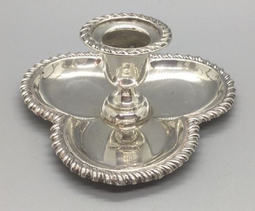 VICTORIAN SILVER TREFOIL CANDLESTICK CANDLEHOLDER CHESTER 1893 - ADDITIONAL PHOTO 1