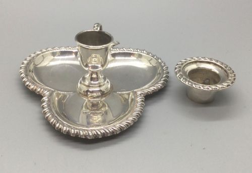 VICTORIAN SILVER TREFOIL CANDLESTICK CANDLEHOLDER CHESTER 1893 - ADDITIONAL PHOTO 4