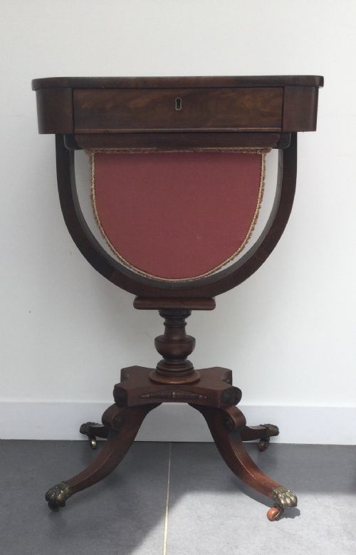 REGENCY MAHOGANY PEDESTAL WORK TABLE C1820 - ADDITIONAL PHOTO 1