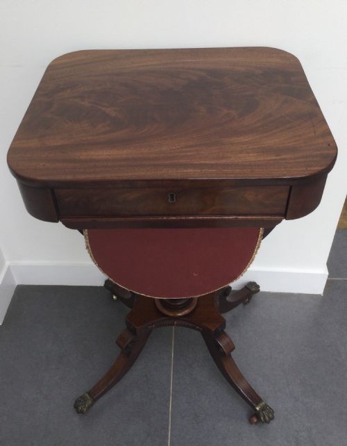 REGENCY MAHOGANY PEDESTAL WORK TABLE C1820 - ADDITIONAL PHOTO 2