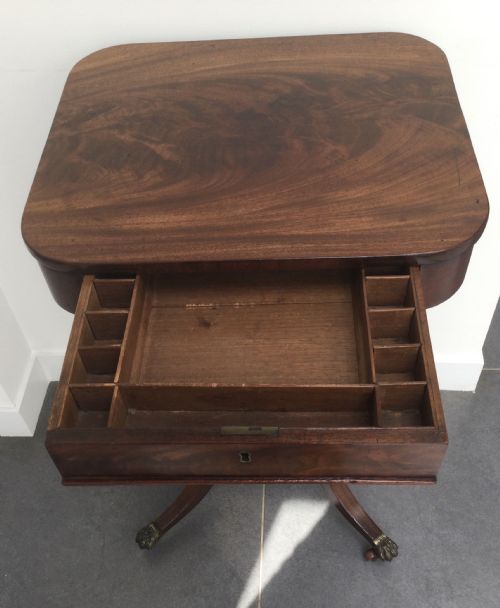 REGENCY MAHOGANY PEDESTAL WORK TABLE C1820 - ADDITIONAL PHOTO 4