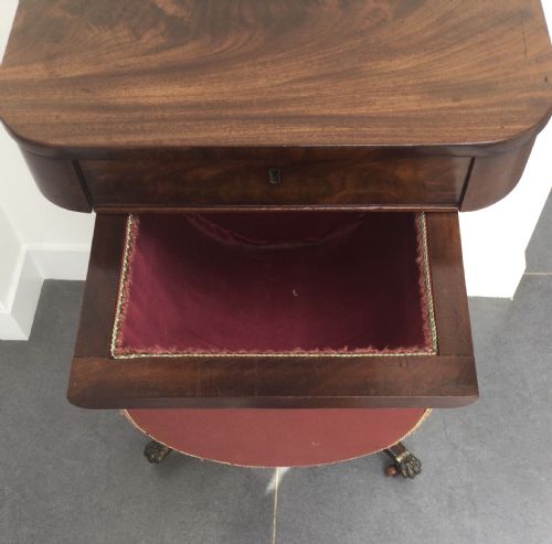 REGENCY MAHOGANY PEDESTAL WORK TABLE C1820 - ADDITIONAL PHOTO 5