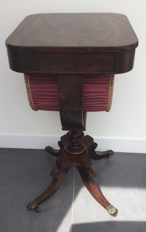REGENCY MAHOGANY PEDESTAL WORK TABLE C1820 - ADDITIONAL PHOTO 9