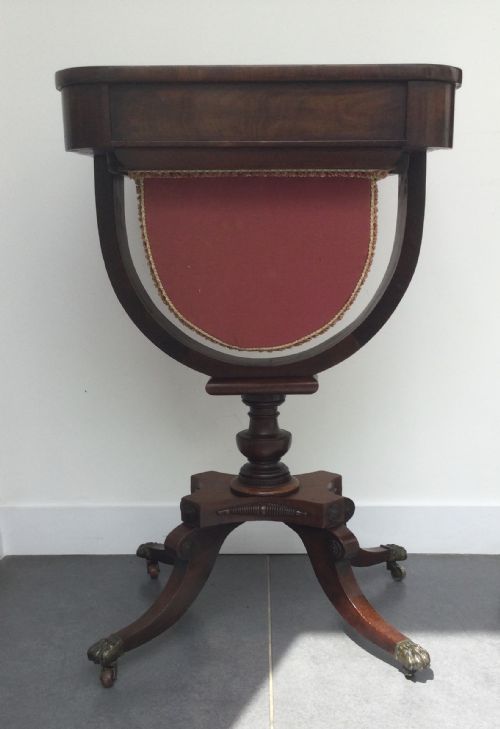 REGENCY MAHOGANY PEDESTAL WORK TABLE C1820 - ADDITIONAL PHOTO 10