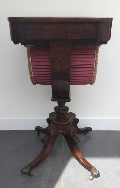 REGENCY MAHOGANY PEDESTAL WORK TABLE C1820 - ADDITIONAL PHOTO 12