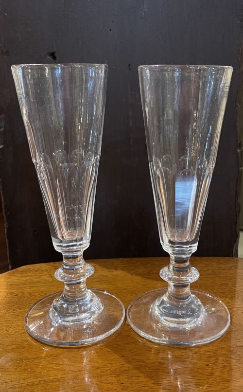 Late 19thc French Pair Champagne Flutes C1880
