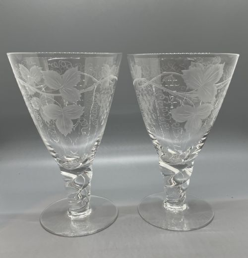 Quality Pair of Crystal Wine Goblets C1930