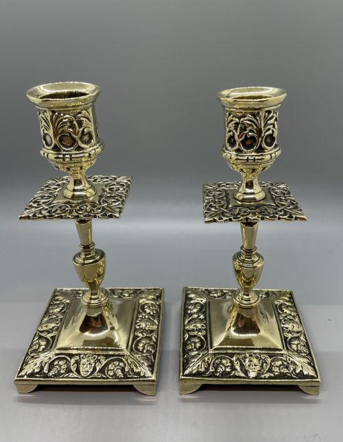 19thc Victorian Brass Candlesticks C1860