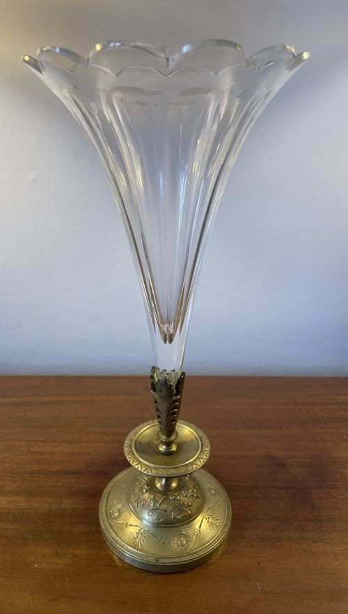 LATE 19THC FRENCH CRYSTAL GILT BRONZE CENTREPIECE VASE C1880 - ADDITIONAL PHOTO 1
