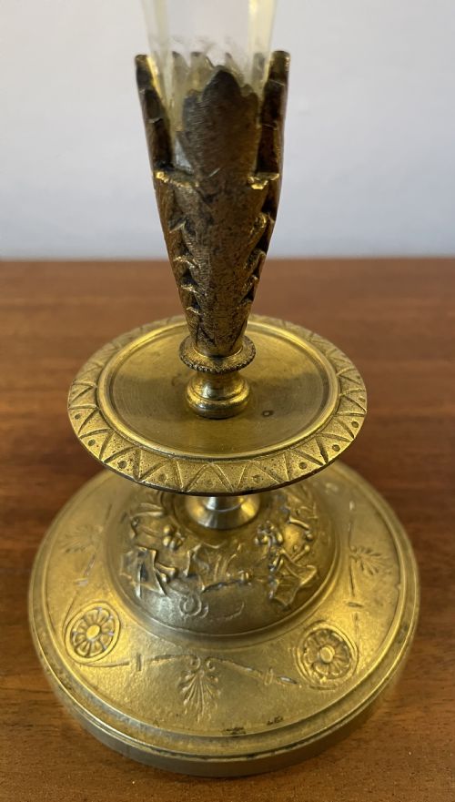 LATE 19THC FRENCH CRYSTAL GILT BRONZE CENTREPIECE VASE C1880 - ADDITIONAL PHOTO 3