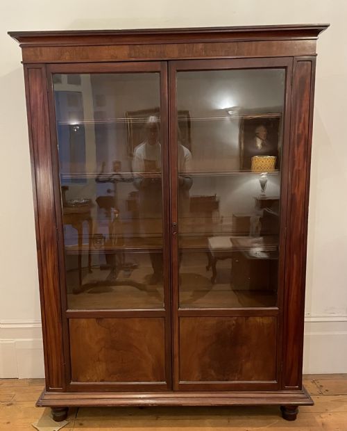 Early Victorian Mahogany Glazed Bookcase Cupboard C1860