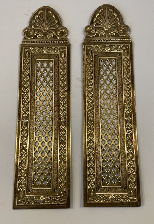 Pair 19thc French Brass Doorplates C1880