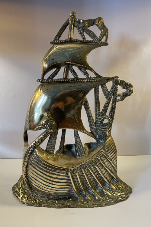 1930s Brass Viking Ship Doorstop