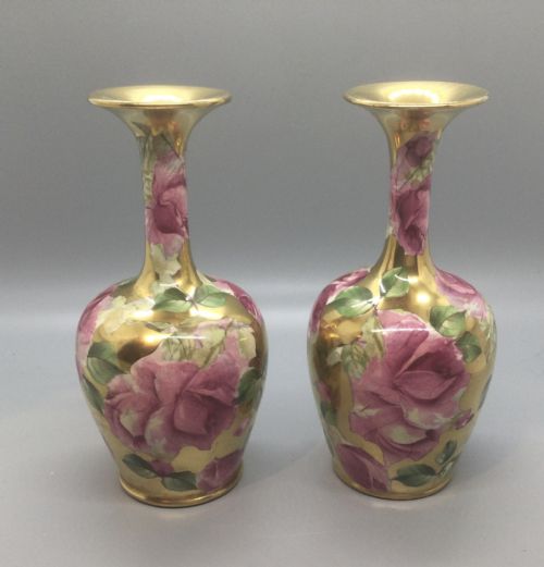 Victorian Pair Phoenix Ware Vases by Thomas Forester C1880