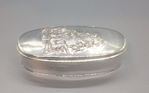 EDWARDIAN SILVER OVAL BOX BIRMINGHAM 1904 - ADDITIONAL PHOTO 1
