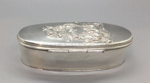 EDWARDIAN SILVER OVAL BOX BIRMINGHAM 1904 - ADDITIONAL PHOTO 4