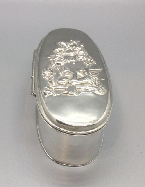 EDWARDIAN SILVER OVAL BOX BIRMINGHAM 1904 - ADDITIONAL PHOTO 5