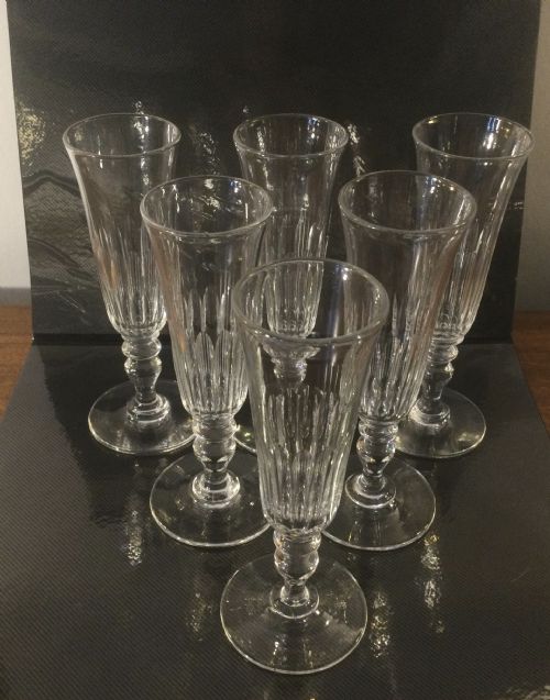 Set 6 French 19thc Champagne Flutes C1900