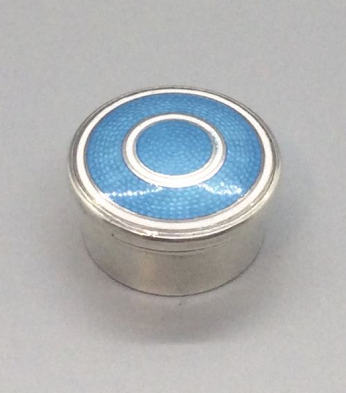 Edwardian Silver Two Tone Enamel Pill Box Birmingham 1909