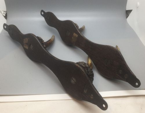 PAIR FRENCH MOUNTED HORN COAT HAT HOOKS C1900 - ADDITIONAL PHOTO 3