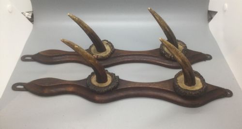 PAIR FRENCH MOUNTED HORN COAT HAT HOOKS C1900 - ADDITIONAL PHOTO 4