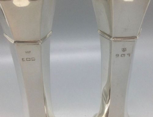 PAIR GEORGE V DECO SILVER VASES BIRMINGHAM 1931 - ADDITIONAL PHOTO 4