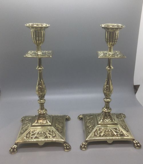 LATE 19THC FRENCH BRASS CANDLESTICKS C1880 - ADDITIONAL PHOTO 1